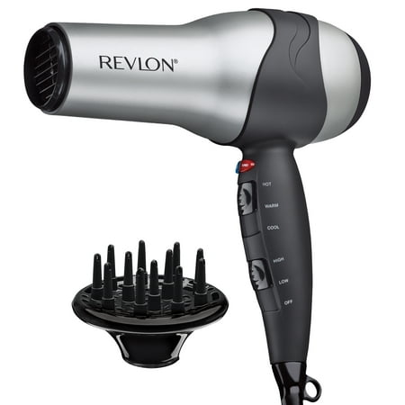 Revlon Perfect Heat Professional Ceramic Turbo Ionic Hair Dryer with Diffuser, 1875 Watts, Gray