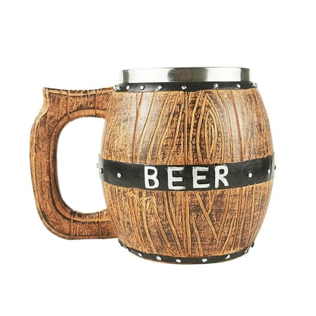 

Creative Wooden Barrel Shape Stainless Steel Beer Mug Wine Barrel Shape
