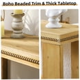 thumbnail image 4 of Natural Wood 63 Inch Farmhouse Console Table with Storage Shelf, Beaded Trim Sofa Table for Entryway Foyer Living Room, 4 of 7