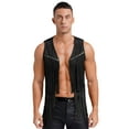 thumbnail image 3 of TTAO Mens 2Pcs Faux Suede Cowboy Clothes Carnival Fringe Vest Tops Rave Outfits with Tassel Assless Chaps Set Black L, 3 of 7