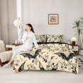 thumbnail image 4 of Homewish Vintage Line Art Black Bat Twin Bedding for Kids, Cream Blossom Branch Floral Bedding Comforter Set, Black Reversible, 7-Piece, 4 of 7