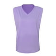 thumbnail image 4 of JINMGG Tank Tops for Women under $5,Ladies Fashion Solid Sleeveless V-neck T-Shirt with Shoulder Pad Loose Vest Purple S, 4 of 7