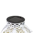 thumbnail image 5 of Northlight 7" White Integrated Floral Pattern Outdoor Solar Lantern with Handle, 5 of 5