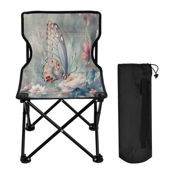 YAZAOO Camping Chairs Modern Butterfly on Flowers Pastel Pattern Folding chair