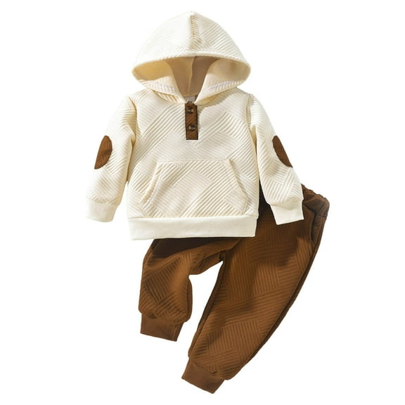 Karoyedx Baby Boy Spring Clothes Boys Clothing Set Hoodie & Cargo Pants Outfits Set 2026 Fashion Clothing Beige Size,6-9 Months