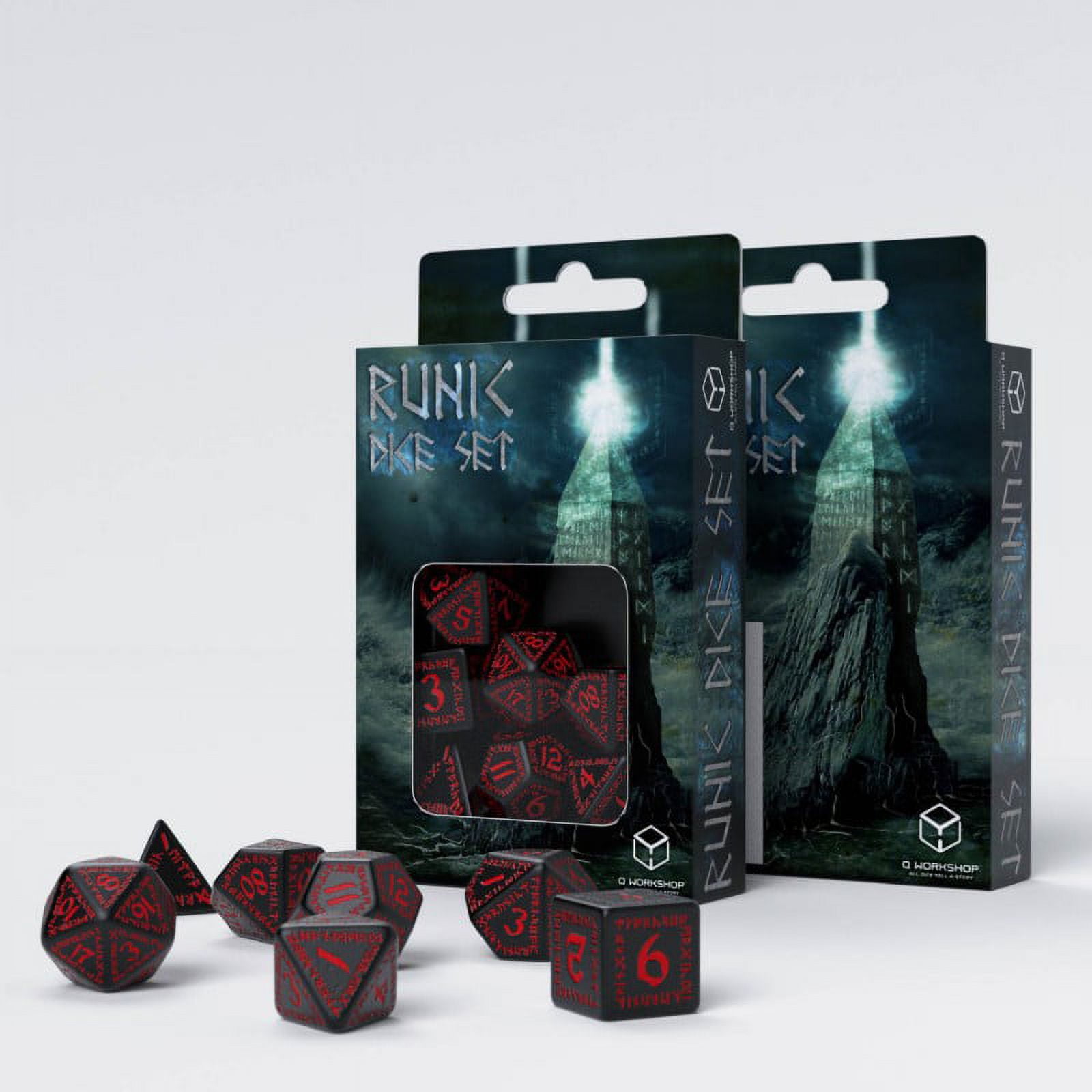 Q-Workshop Games Runic Dice Set Black - Red (7)