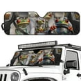 thumbnail image 2 of Uorisanigo Windshield Sun Shade, Folding Sun Visor Shield, 52.95 in *16.14 in, Compatible with Rubicon Sahara TJ JK JKU 2 & 4 Door, Hippie Frog Print Front Window Sunshade, 2 of 7