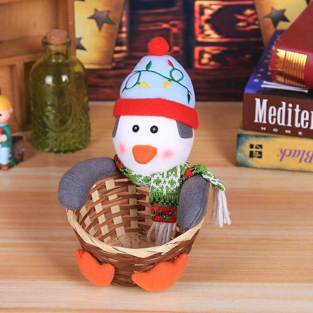 Merry Christmas Candy Storage Basket Decoration Santa Claus Snowman Xmas Decor 