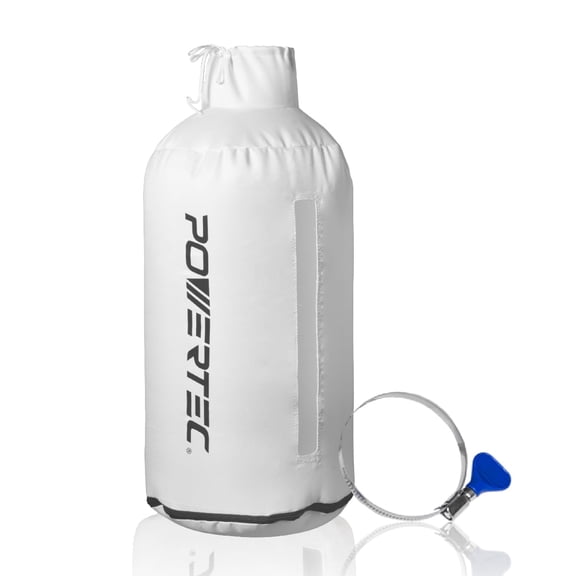 POWERTEC Dust Collector Bag, 30 Micron Filter. 4" Dust Port Filter Bag with 4" Key Hose Clamp. Fits DEWALT DW735, DW734, WEN PL1326, PL1303 & any other Woodworking Machine w/a 4”OD dust port, 70399N