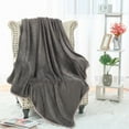 thumbnail image 3 of PiccoCasa Plush Flannel Fleece Throw Twin Full Queen King Bed Blanket Grey 60" x 78", 3 of 8