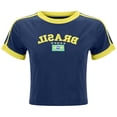 thumbnail image 3 of Trendfront Womens Brasil Flag Graphic T Shirt Y2K Letters Five Stars Print Ringer Tee Crop Short Sleeve Short Length Retro Casual Streetwear Summer Tops, 3 of 3