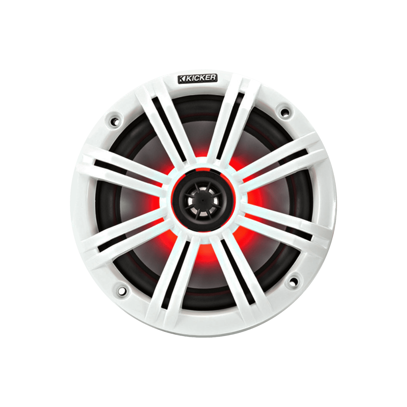 2 Pair (QTY 4) of Kicker 6.5" 2-Way 195 Watts Peak Power Coaxial Marine Audio MultiColor LED Speakers with White Grilles, 6.5" Marine Tower Speaker Enclosures (2 Pair) - White