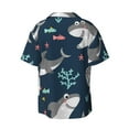 thumbnail image 2 of Balery Friendly Smiling Sharks Men's Casual Button Down Shirt Short Sleeve Textured Summer Cuban Beach Shirts-3X-Large, 2 of 7