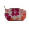 Clinique Pink Orange and White Floral Flower Cosmetic Bag Pouch
