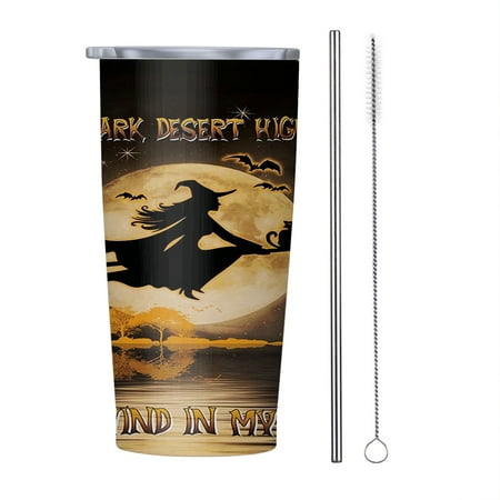

Halloween Witch On A Dark Desert Highway 20oz Tumbler Insulated Stainless Steel Water Bottle Portable Travel Coffee Tea Mug Cup