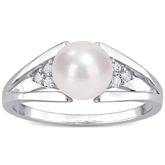 Round Button Natural Pearl and Moissanite Engagement Ring in 925 Sterling Silver – Timeless Elegance, Ethical Gemstones, and a Perfect Gift for Her
