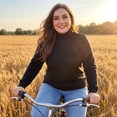 thumbnail image 4 of GRACE & GRANDEUR Women's Plus Size Turtleneck Sweater Lightweight Long Sleeve Ribbed Knit Pullover Top Black 2X, 4 of 9