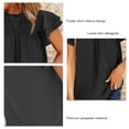 thumbnail image 4 of Camiseta holgada de punto suizo fruncida con manga aleteo superior de verano para mujer para uso diario, 4 of 5