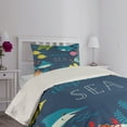 thumbnail image 4 of Ambesonne Underwater Quilted Coverlet 2 Pcs, Algaes Coral Reefs, Twin Size, Multicolor, 4 of 5
