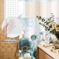 thumbnail image 3 of No Hook Shower Curtain, Teal Tulip Butterfly Shower Curtains for Bathroom with See Through Top Window, Beige Turquoise Floral Blue Coastal Waterproof & Washable Bath Curtain 60"x72", 3 of 9