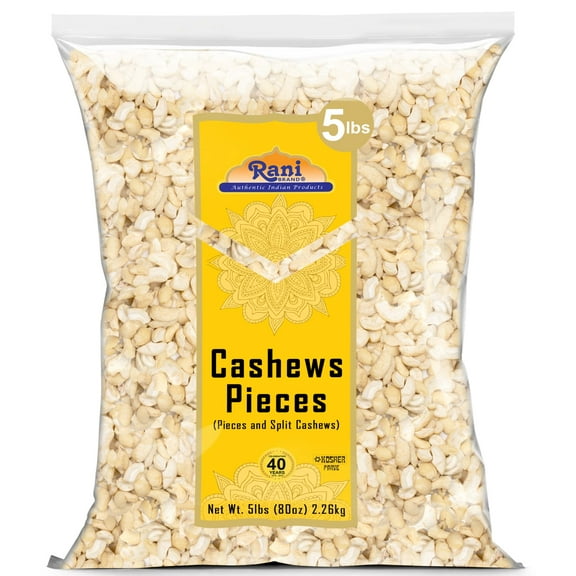 Rani Raw Cashews Halves and Pieces (uncooked, unsalted) 80oz (5lbs) 2.27kg Bulk ~ All Natural, No Preservatives | Vegan | NON-GMO | Kosher | Gluten Friendly