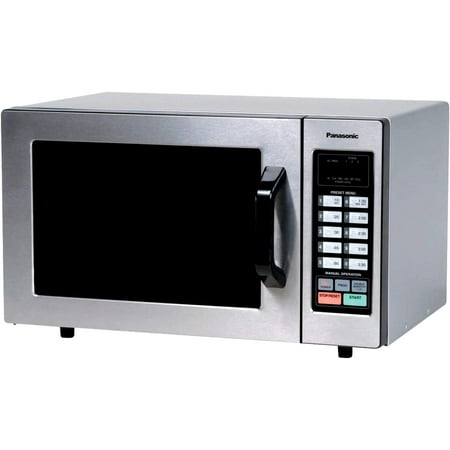 

Panasonic NE-1025F Compact Light-Duty Countertop Commercial Microwave Oven with 6-Minute Electronic Dial Control Timer Bottom Energy Feed 1000W 0.8 Cu. Ft. Capacity Silver