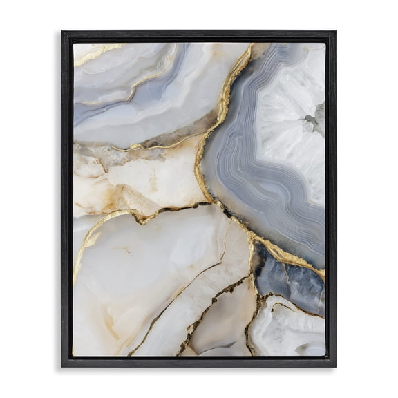 Stupell Industries White And Gray Geode Black Framed Floater Canvas Wall Art, design by Svetlana Aleynikova