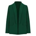 thumbnail image 2 of Grianlook Ladies Cardigan Jacket Long Sleeve Business Jackets Solid Color Casual Blazers Open Front Women Elegant Suit Neck Plain Fake Pocket Green XL, 2 of 7