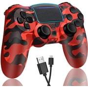 Wireless Game Controller Compatible with PS4 Game Pad Joysticks with 6-Axis Motion Sensor- Red Camo