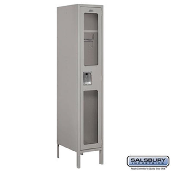 Salsbury S-61158GY-U 1 x 5 x 18 in. Single Tier See Through Metal Locker, Gray - Unassembled