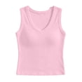 thumbnail image 5 of Bibifish Womens Tank Tops V Neck Wide Strap Solid Ribbed Camisoles Long Length Daily Layering Summer Sleeveless Shirts, 5 of 5