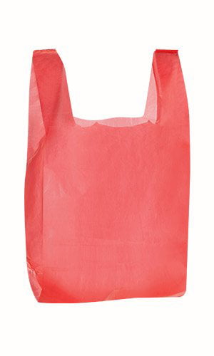 RG Large Plastic Grocery T-shirts Carry-out Bag Red Unprinted 12 X 6 X ...