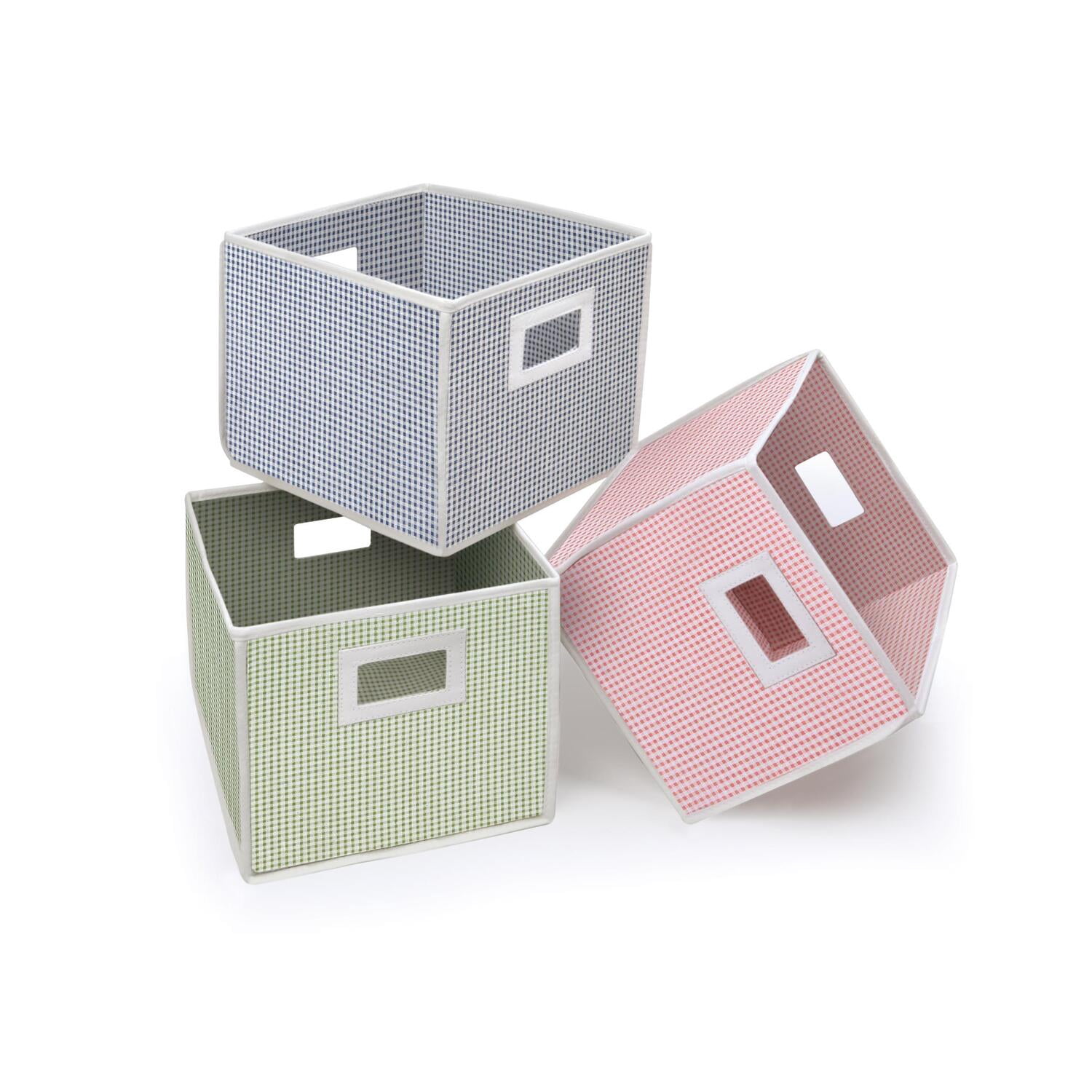 Folding Nursery Basket/Storage Cube-Fabric:Sage Gingham