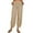 Khaki, variant on Idoravan Women's Size Pants Fashion Women SolidCotton And Linen Casual Loose Trouser Wide Ninth Pants Pants