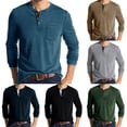 thumbnail image 5 of Men Casual Long Sleeve T-shirt Henley Grandad V Neck Button Muscle Tee Shirt Top, 5 of 10