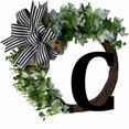 thumbnail image 1 of HAOAN Monogram Initial Letter Wreaths for Front Door with Striped Linen Bow & Grapevine Base Farmhouse Rustic Door Decor Spring Summer Green Wreath for Indoor Outdoor Home Xmas Decor, 1 of 7