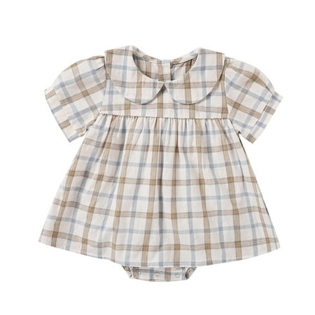 

gvdentm Toddler Girl s Polka Dots Mesh Flounce Long Sleeve Flared Shirred Dress Girls Easter Dress Khaki 3-6 Months