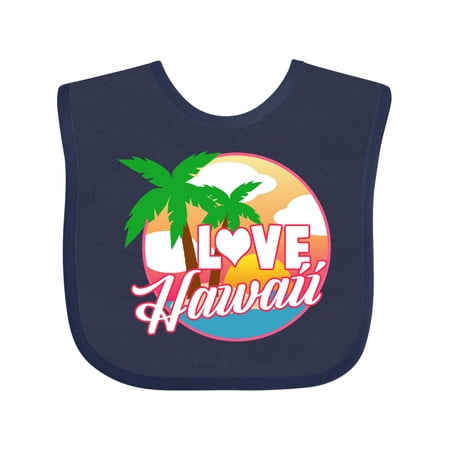 

Inktastic I Love Hawaii with Ocean and Palm Trees Gift Baby Boy or Baby Girl Bib