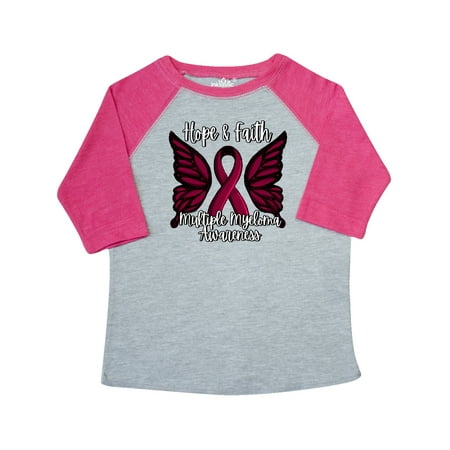 

Inktastic Multiple Myeloma Cancer Awareness Hope & Faith with Butterfly Ribbon Gift Toddler Boy or Toddler Girl T-Shirt