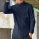 thumbnail image 4 of pstuiky mangas largas para hombre, Camisa informal de manga larga con cuello alto y botones especiales de color sólido para hombre. camisetas de hombre xl, 4 of 6