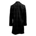 thumbnail image 6 of Women's Winter Notched Collar Plaid Wool Blend Trench Coat Plus Size Mid-Length Peacoat Color Black Size XXL, 6 of 6