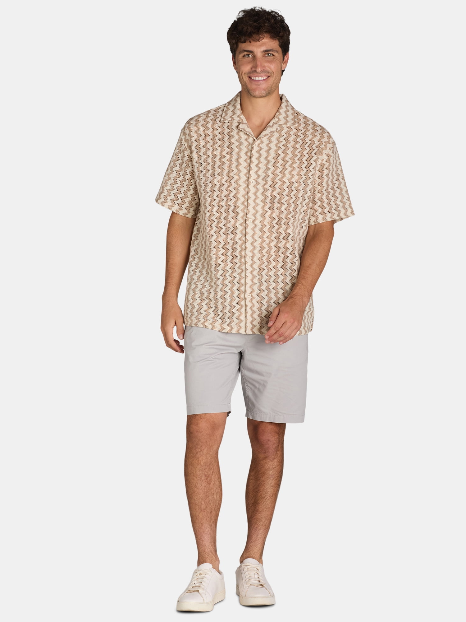 Tribekka 44 Men's Zig Zag Knit Camp Shirt, Sizes XS-2XL