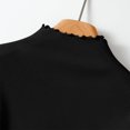 thumbnail image 6 of Women Spring Tops Lightweight Ruffle Mock Neck Solid Color Long Sleeve Undershirt - Half High Neck Ribbed Tops Ribbed Lettuce Trim Soft Base Layer - Fitted Casual Homewear for Women Black L, 6 of 7