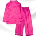 thumbnail image 2 of Gyratedream 3-14Y Child Girl Boy Silk Satin Button Down Long Sleeve Pajamas Set Sleepwear, 2 of 8