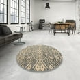 thumbnail image 4 of Ahgly Company Machine Washable Indoor Round Abstract Army Brown Area Rugs, 8' Round, 4 of 7