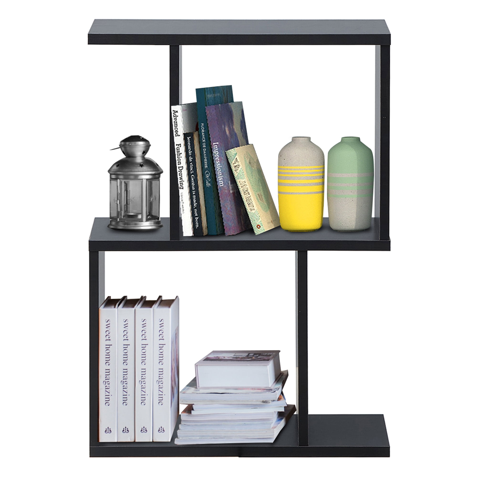 2 Tier Rotating Bookshelf Display Rack Bookcase Storage Rack Free Standing Unit 