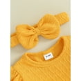 thumbnail image 6 of Newborn Girl Fall Outfits 3 6 9 12 18 24 Months 3Pcs Baby Girl Clothes Set Solid Color Crew Neck Long Sleeve Sweatshirts Long Pants Headband, 6 of 10