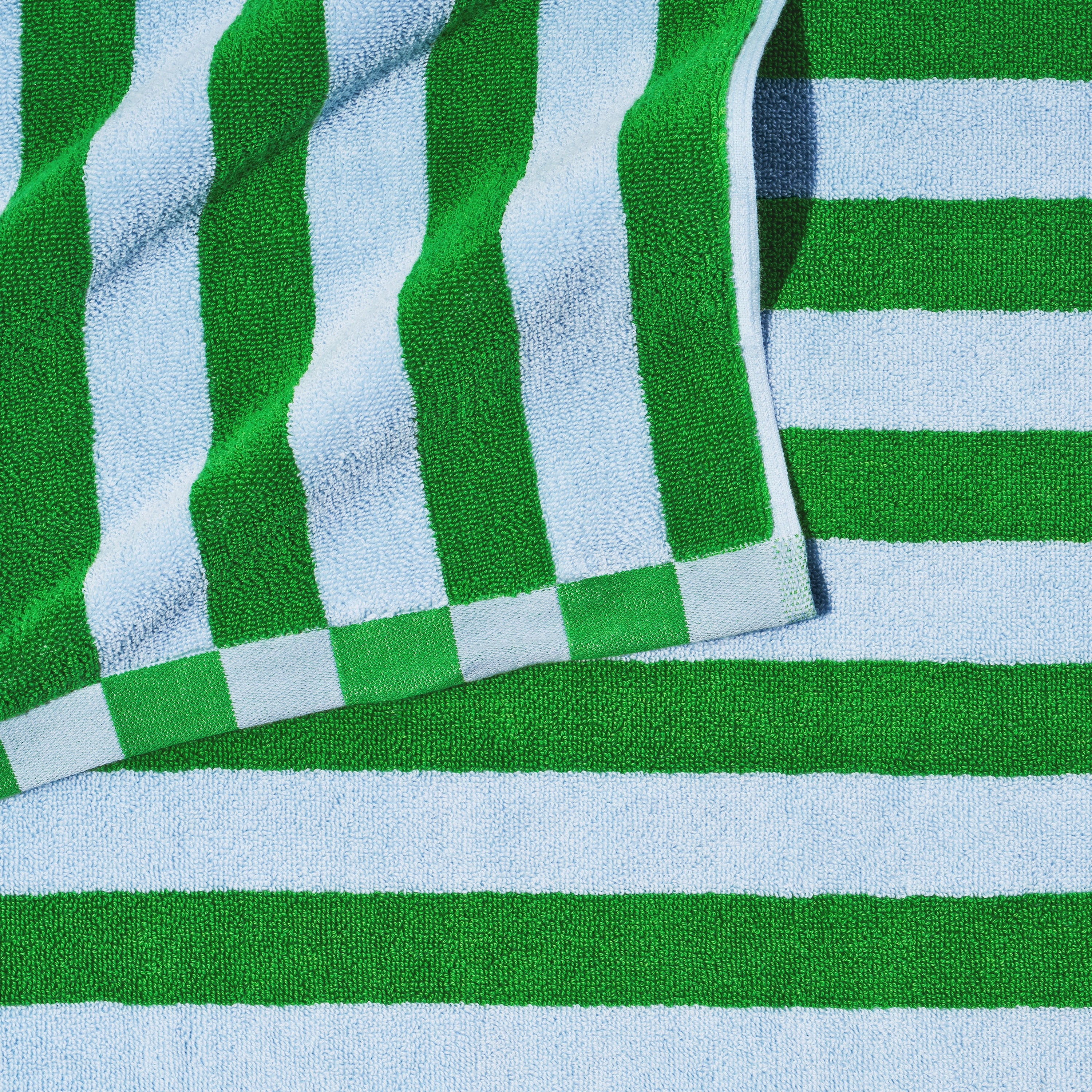 Beautiful by Drew Barrymore 6-Piece Stripe Hem Bath Towel Set, Soft 100% Cotton, Green