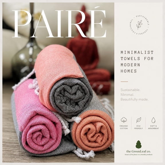 The Greenleaf co. Organic Cotton Bath Towel Set, 3-Pack, 30x60 in, 320 GSM, 3 Coordinated Bird Rock Shades