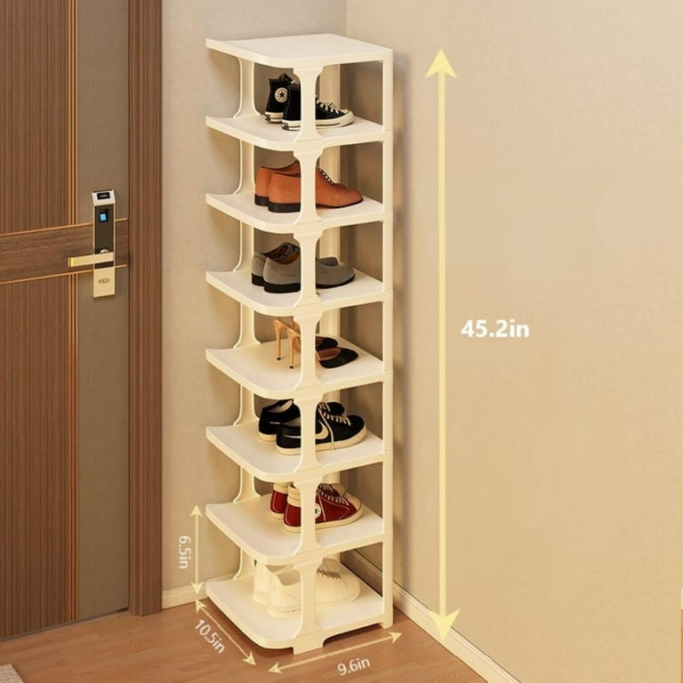 Vertical Shoe Rack Organizer, Stackable Shoe Storage Cubes, Small Shoe Boxes for Closet, Orange Shoe Shelf, 8 Tiers Vertical Shoe Rack, Space Saver